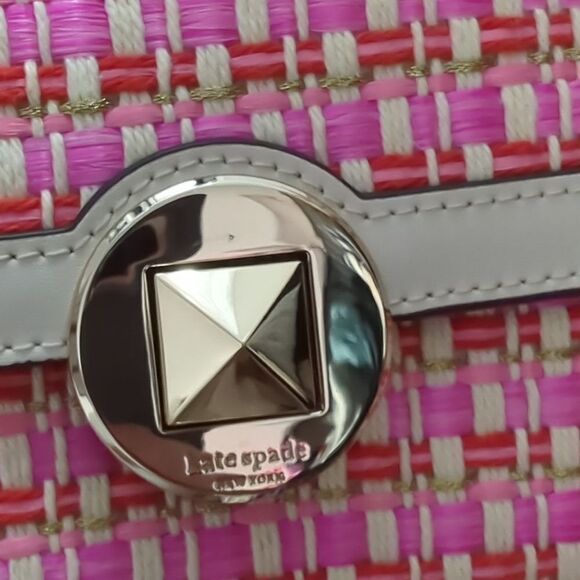 NWT Kate Spade Pink Raffia Crossbody - Picture 5 of 8